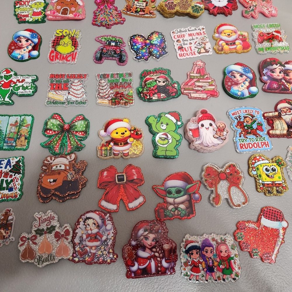 Christmas Acrylic‎ Flatback Glitterback Inventory Crafts Magnets Badges Keychain